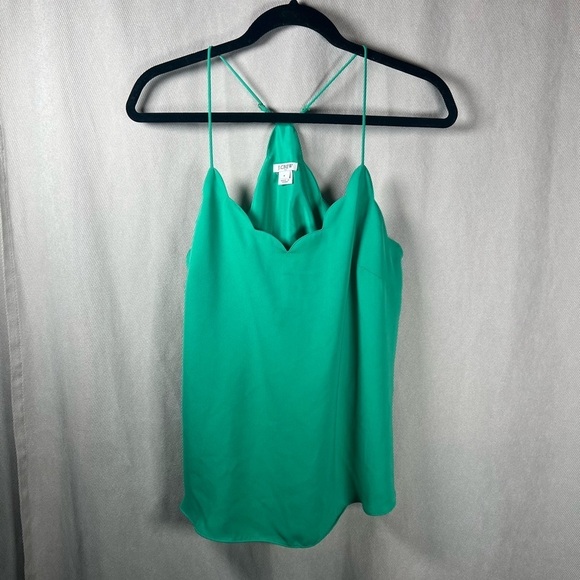 J.Crew Scalloped Lightweight Pullover Racerback Camisole Tank - Size 6 in Green - Picture 2 of 8